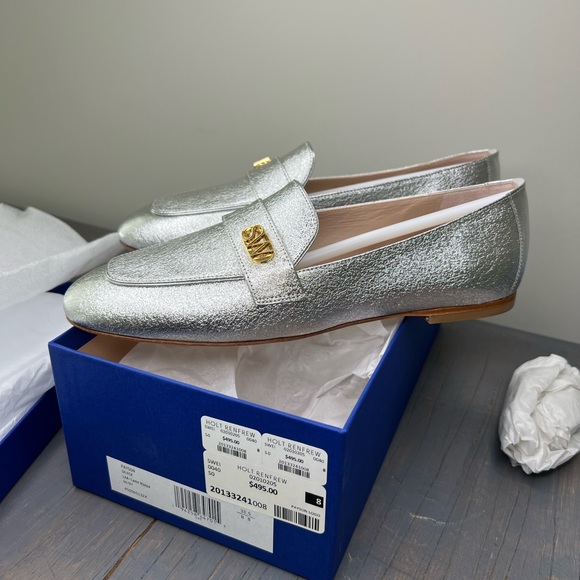 Brand New Stuart Weitzman Silver Loafers Size 8 - Picture 7 of 13